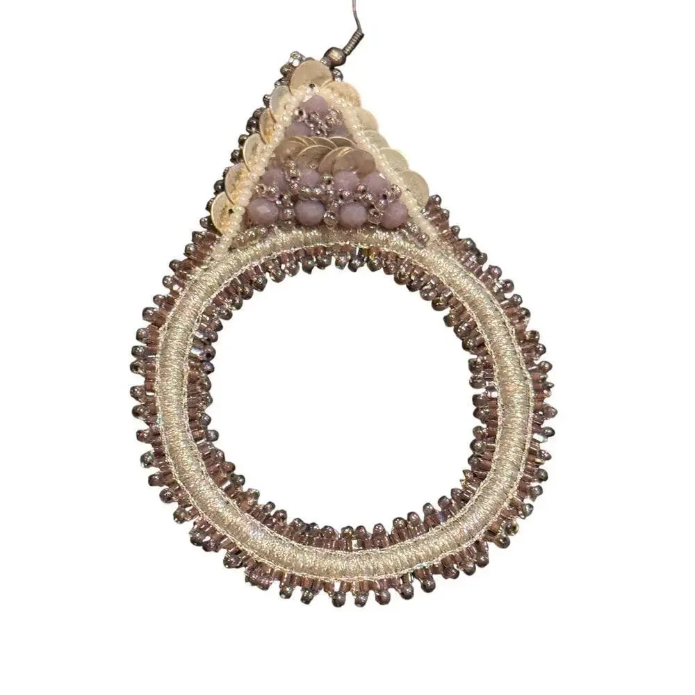 Lori Weitzner Luna Statement Earrings Lavender Drop Circular Artisan Boho